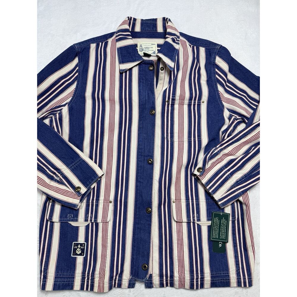 VTG Lauren Jeans Company NWT Cotton Striped Chore Jacket Sz 3X Maritime Living